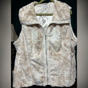 Calvin Klein Cream Faux Fur Vest